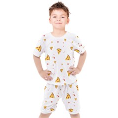 Pizza Pattern Pepperoni Cheese Funny Slices Kids  Tee And Shorts Set by genx