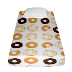 Donuts Pattern With Bites Bright Pastel Blue And Brown Cropped Sweatshirt Fitted Sheet (single Size) by genx