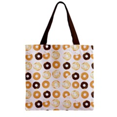 Donuts Pattern With Bites Bright Pastel Blue And Brown Cropped Sweatshirt Zipper Grocery Tote Bag by genx