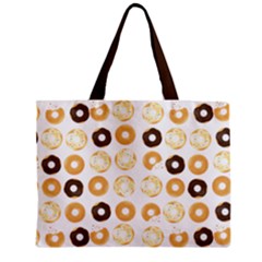 Donuts Pattern With Bites Bright Pastel Blue And Brown Cropped Sweatshirt Zipper Mini Tote Bag by genx