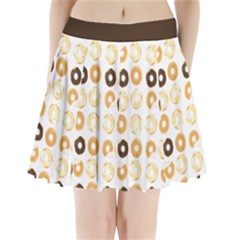 Donuts Pattern With Bites Bright Pastel Blue And Brown Cropped Sweatshirt Pleated Mini Skirt by genx