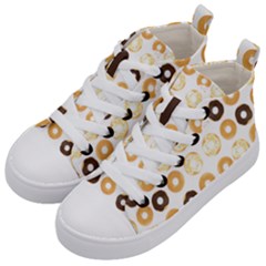 Donuts Pattern With Bites Bright Pastel Blue And Brown Cropped Sweatshirt Kids  Mid-top Canvas Sneakers by genx