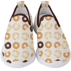 Donuts Pattern With Bites Bright Pastel Blue And Brown Cropped Sweatshirt Kids  Slip On Sneakers by genx