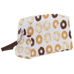 Donuts Pattern With Bites Bright Pastel Blue And Brown Cropped Sweatshirt Wristlet Pouch Bag (large) by genx