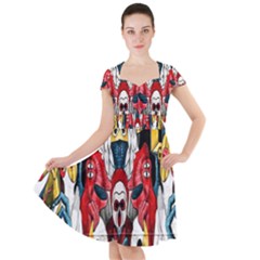 Graffiti 2 Cap Sleeve Midi Dress