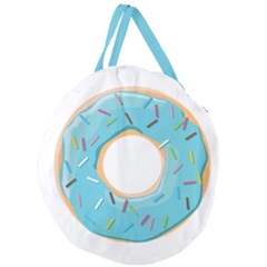 Pastel Blue Donut With Rainbow Candies Giant Round Zipper Tote by genx