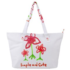 Flowers And Cute Phrase Pencil Drawing Full Print Shoulder Bag