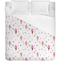 Ice Cream Cones Watercolor With Fruit Berries And Cherries Summer Pattern Duvet Cover (california King Size) by genx