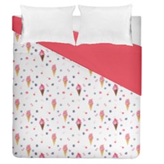 Ice Cream Cones Watercolor With Fruit Berries And Cherries Summer Pattern Duvet Cover Double Side (queen Size) by genx