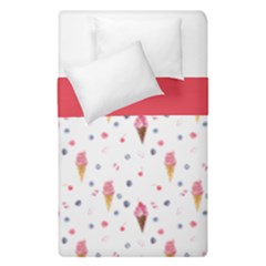 Ice Cream Cones Watercolor With Fruit Berries And Cherries Summer Pattern Duvet Cover Double Side (single Size) by genx