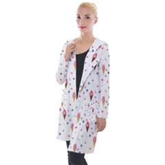 Ice Cream Cones Watercolor With Fruit Berries And Cherries Summer Pattern Hooded Pocket Cardigan by genx