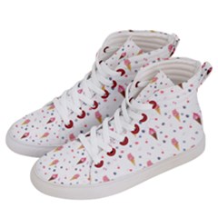 Ice Cream Cones Watercolor With Fruit Berries And Cherries Summer Pattern Men s Hi-top Skate Sneakers by genx