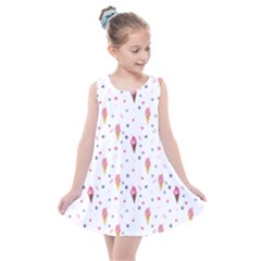 Ice Cream Cones Watercolor With Fruit Berries And Cherries Summer Pattern Kids  Summer Dress by genx