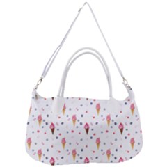 Ice Cream Cones Watercolor With Fruit Berries And Cherries Summer Pattern Removal Strap Handbag by genx