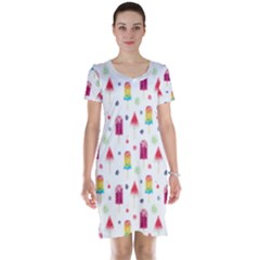 Popsicle Juice Watercolor With Fruit Berries And Cherries Summer Pattern Short Sleeve Nightdress by genx