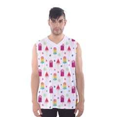 Popsicle Juice Watercolor With Fruit Berries And Cherries Summer Pattern Men s Basketball Tank Top by genx