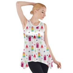Popsicle Juice Watercolor With Fruit Berries And Cherries Summer Pattern Side Drop Tank Tunic by genx