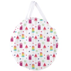 Popsicle Juice Watercolor With Fruit Berries And Cherries Summer Pattern Giant Round Zipper Tote by genx