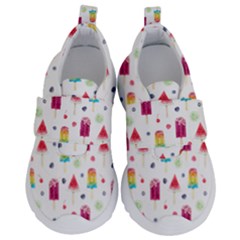 Popsicle Juice Watercolor With Fruit Berries And Cherries Summer Pattern Kids  Velcro No Lace Shoes by genx