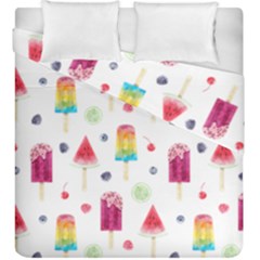 Popsicle Juice Watercolor With Fruit Berries And Cherries Summer Pattern Duvet Cover Double Side (king Size) by genx