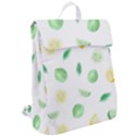 Lemon and limes yellow green watercolor fruits with citrus leaves Pattern Flap Top Backpack View2