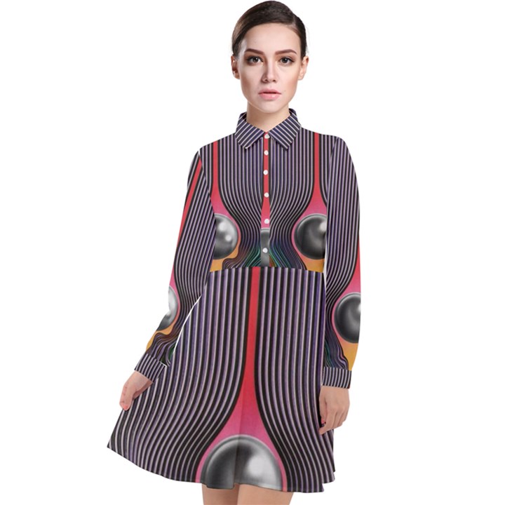 Tame Impala Long Sleeve Chiffon Shirt Dress