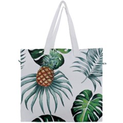 Pineapple Tropical Jungle Giant Green Leaf Watercolor Pattern Canvas Travel Bag by genx