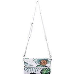 Pineapple Tropical Jungle Giant Green Leaf Watercolor Pattern Mini Crossbody Handbag by genx