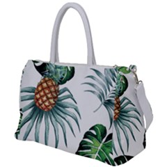Pineapple Tropical Jungle Giant Green Leaf Watercolor Pattern Duffel Travel Bag by genx