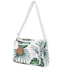 Pineapple Tropical Jungle Giant Green Leaf Watercolor Pattern Front Pocket Crossbody Bag by genx