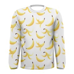 Yellow Banana And Peels Pattern With Polygon Retro Style Men s Long Sleeve Tee by genx