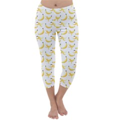 Yellow Banana And Peels Pattern With Polygon Retro Style Capri Winter Leggings  by genx