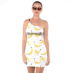 Yellow Banana And Peels Pattern With Polygon Retro Style One Soulder Bodycon Dress by genx