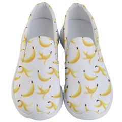 Yellow Banana And Peels Pattern With Polygon Retro Style Men s Lightweight Slip Ons by genx