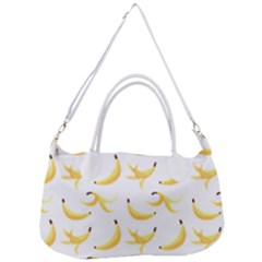 Yellow Banana And Peels Pattern With Polygon Retro Style Removal Strap Handbag by genx