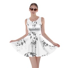 Pigs Handrawn Black And White Square13k Black Pattern Skull Bats Vintage K Skater Dress by genx