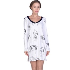 Pigs Handrawn Black And White Square13k Black Pattern Skull Bats Vintage K Long Sleeve Nightdress