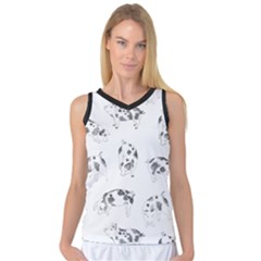 Pigs Handrawn Black And White Square13k Black Pattern Skull Bats Vintage K Women s Basketball Tank Top