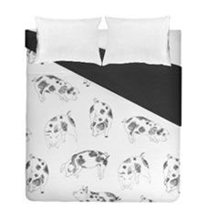 Pigs Handrawn Black And White Square13k Black Pattern Skull Bats Vintage K Duvet Cover Double Side (Full/ Double Size)