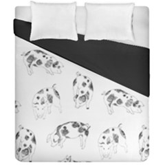 Pigs Handrawn Black And White Square13k Black Pattern Skull Bats Vintage K Duvet Cover Double Side (California King Size)