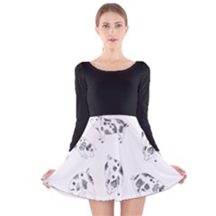 Pigs Handrawn Black And White Square13k Black Pattern Skull Bats Vintage K Long Sleeve Velvet Skater Dress