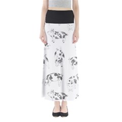 Pigs Handrawn Black And White Square13k Black Pattern Skull Bats Vintage K Full Length Maxi Skirt