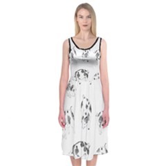 Pigs Handrawn Black And White Square13k Black Pattern Skull Bats Vintage K Midi Sleeveless Dress