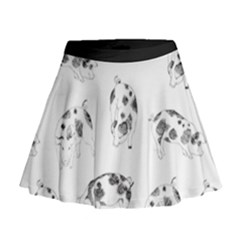 Pigs Handrawn Black And White Square13k Black Pattern Skull Bats Vintage K Mini Flare Skirt