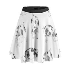 Pigs Handrawn Black And White Square13k Black Pattern Skull Bats Vintage K High Waist Skirt