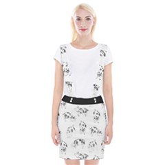 Pigs Handrawn Black And White Square13k Black Pattern Skull Bats Vintage K Braces Suspender Skirt