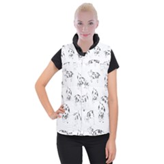 Pigs Handrawn Black And White Square13k Black Pattern Skull Bats Vintage K Women s Button Up Vest