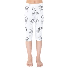 Pigs Handrawn Black And White Square13k Black Pattern Skull Bats Vintage K Kids  Capri Leggings  by genx