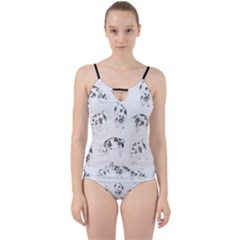 Pigs Handrawn Black And White Square13k Black Pattern Skull Bats Vintage K Cut Out Top Tankini Set