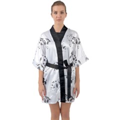 Pigs Handrawn Black And White Square13k Black Pattern Skull Bats Vintage K Quarter Sleeve Kimono Robe